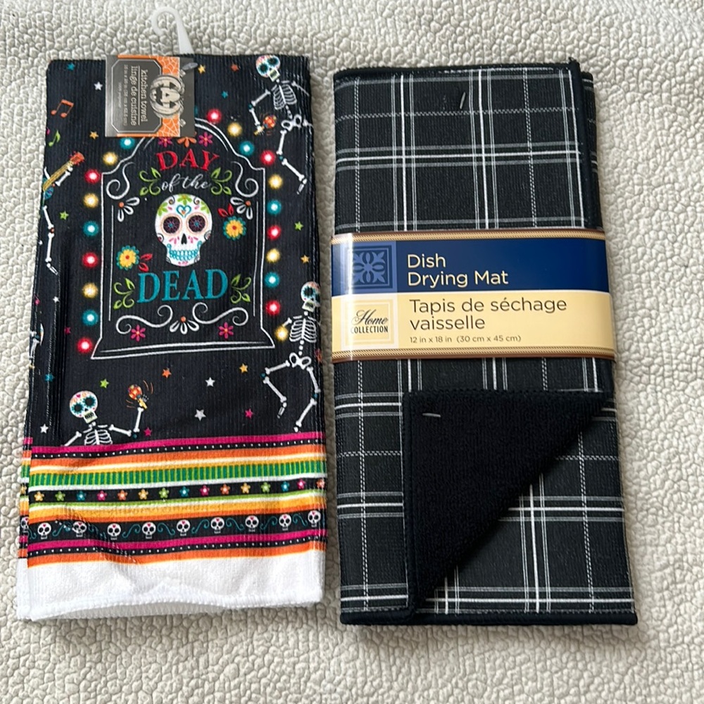 Halloween Kichen towel & Dish Drying mat bundle